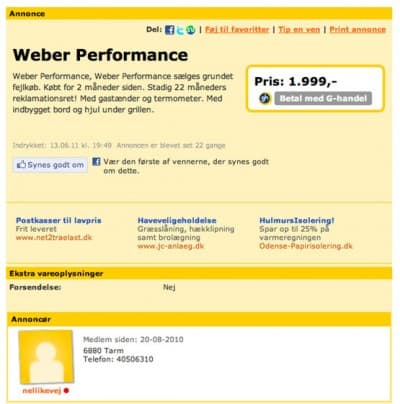 Brugt Weber Performer Kulgrill