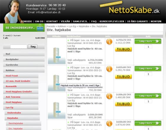 Højskabe fra Nettoskabe.dk Højskabe fra Nettoskabe.dk