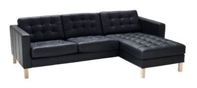 Topersoners lædersofa med chaiselong