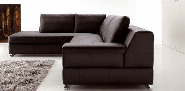 Lædersofa med chaiselong